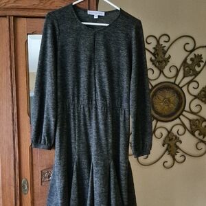 Emma & Michele Charcoal Long Sleeve Dress